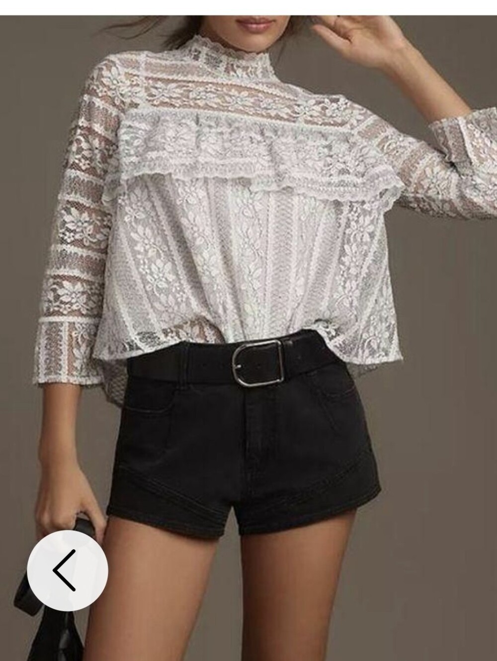 New Anthropologie White Black Lace Ruffle Blouse Size Small